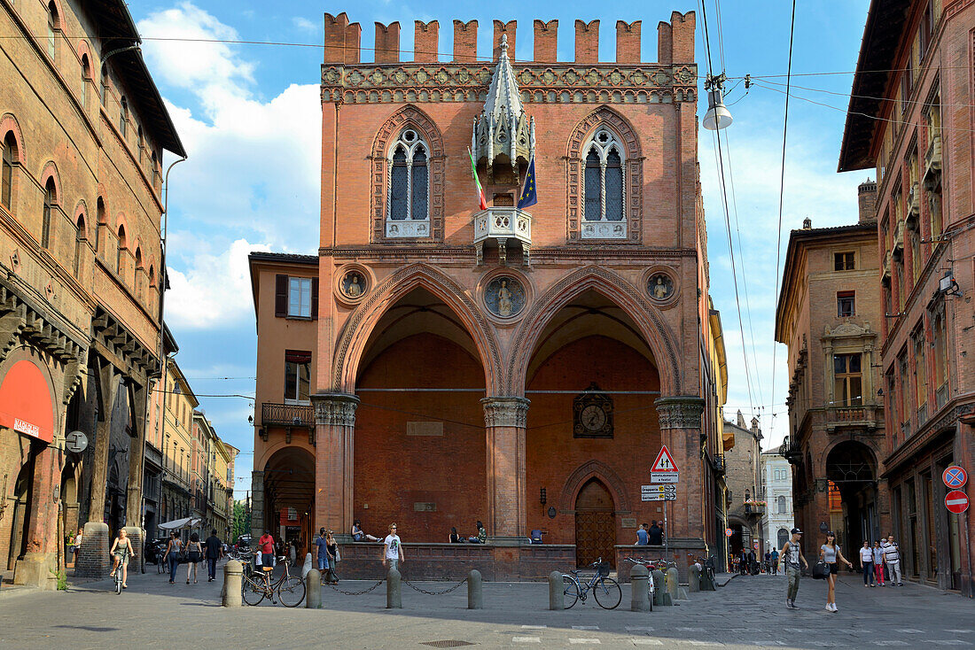 Historical Loggia Mercanzia, Palazzo della Mercanzia, Bologna, Emilia-Romagna, Italy, Europe