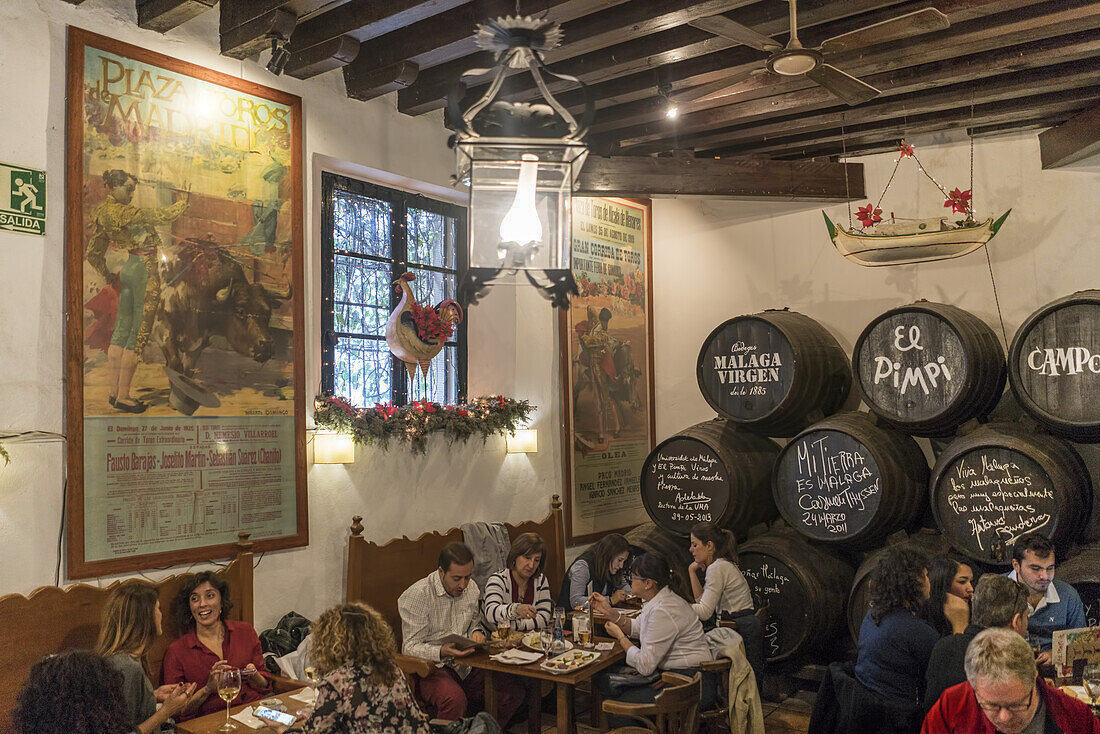El Pimpi Bar, Restaurant, wine barrles, Malaga, Andalucia, Spain