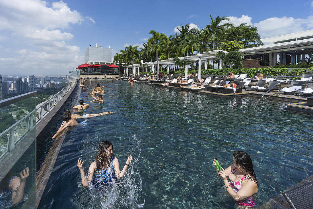 Marina Bay Sands, Infinity Pool, Roof Terasse, Marina Bay, Singapur, Singapur, Südasien