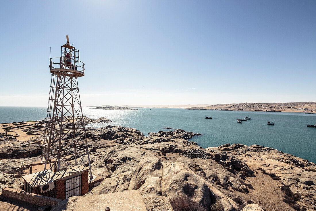 Lighthouse on Shark Island near Luederitz, Karas, Namibia.