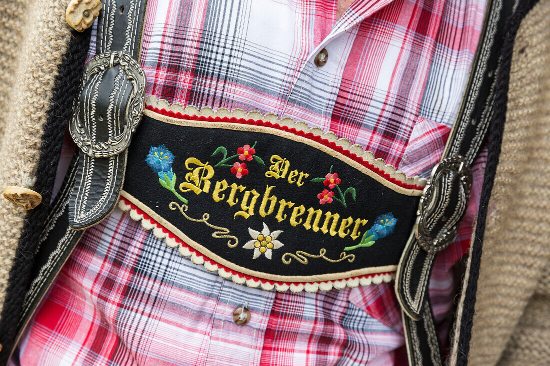 Detail from the traditional Bavarian clothing, Berchtesgadener Land, Bavaria, Germany, Europe