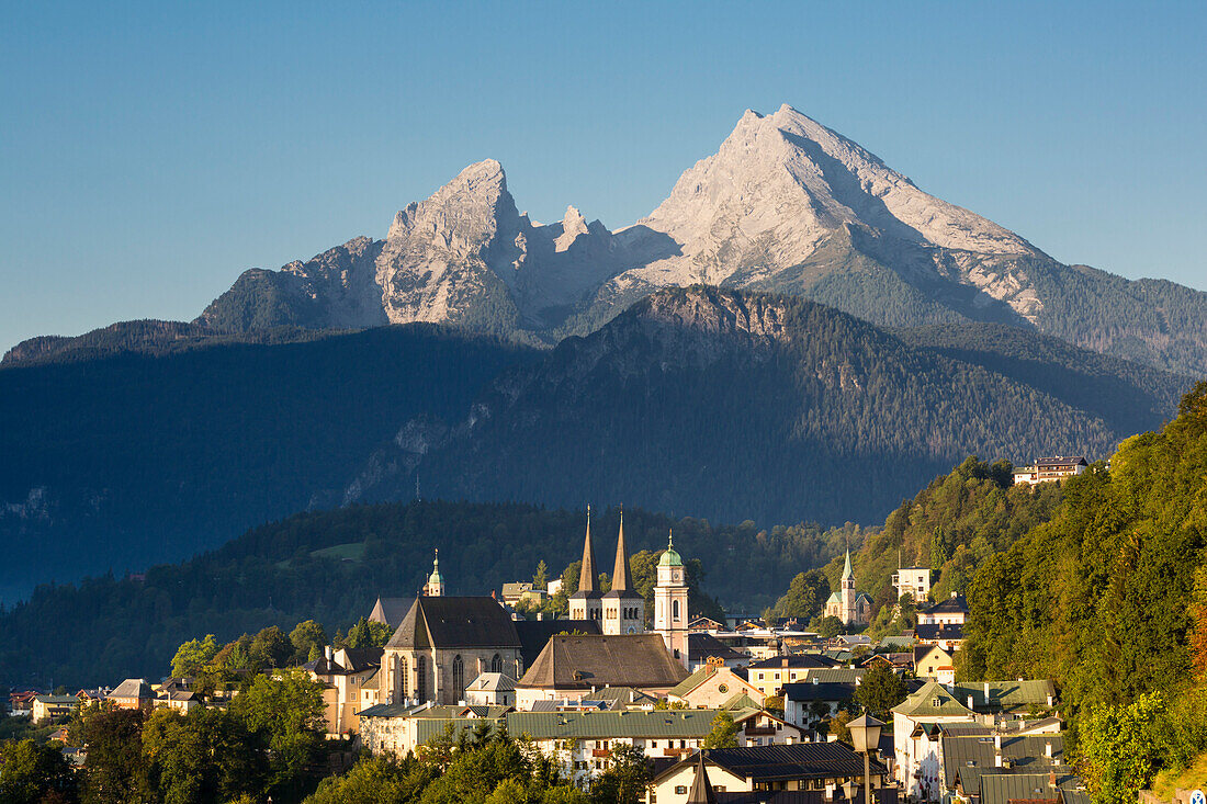 Berchtesgaden und Watzmann, Berchtesgadener Land, Bayern, Deutschland, Europa