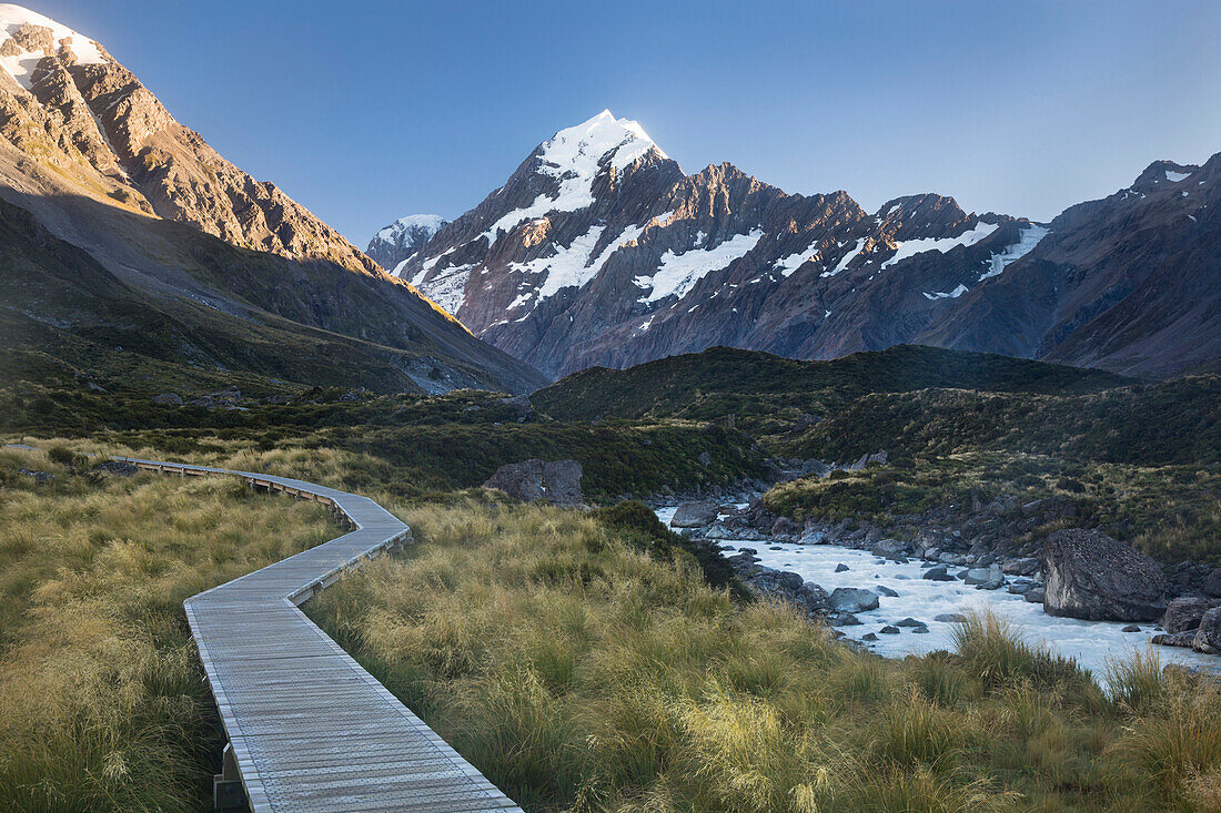 Hooker Valley, Mt Cook, Aoraki, Mackenzie, Canterbury, New Zealand Alps, South Island, New Zealand, Oceania