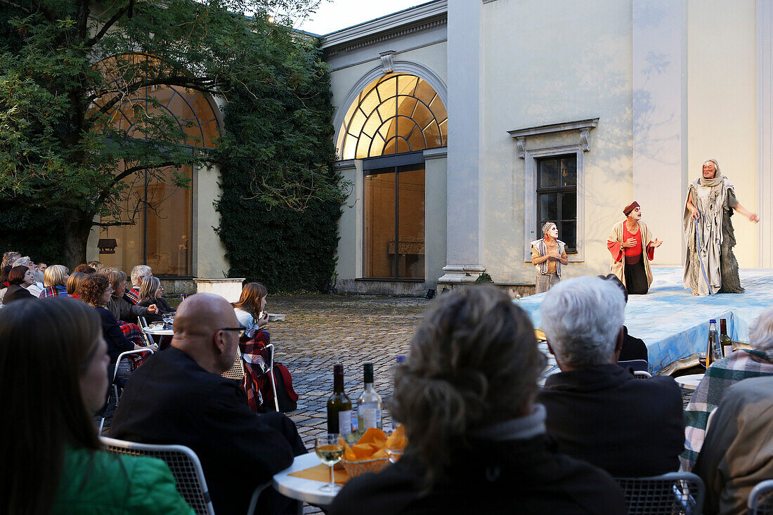 Greek summer theatre festival, Courtyard of Glyptothek museum, Koenigsplatz, Maxvorstadt, Munich, Upper Bavaria, Bavaria, Germany