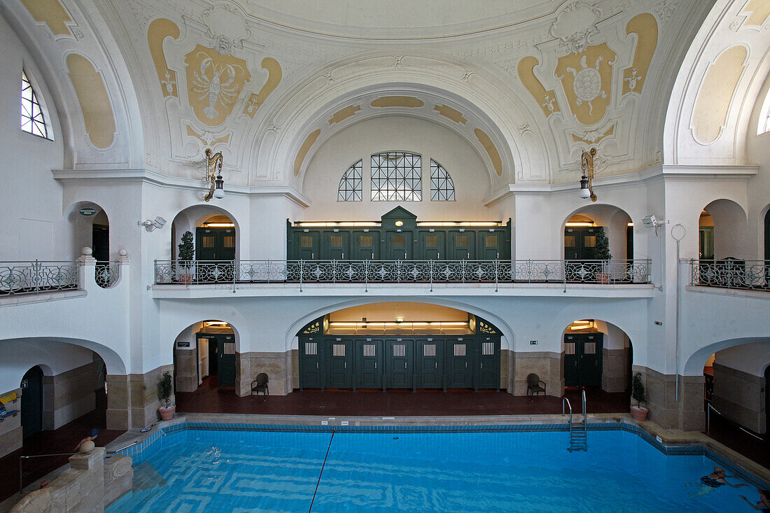 Art Deco swimming pool at Muellersches Volksbad, Haidhausen, Munich, Upper Bavaria, Bavaria, Germany