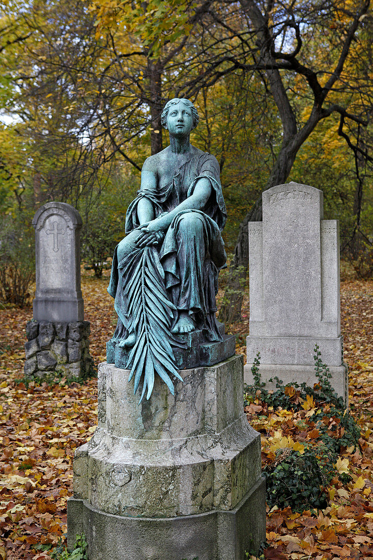 Grabfiguren, Alter Nördlicher Friedhof, Maxvorstadt, München, Oberbayern, Bayern, Deutschland