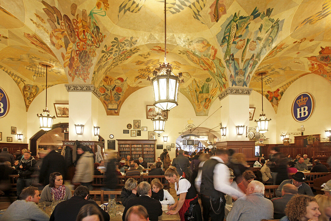 Schwemme, Main drinking hall, Hofbraeuhaus, Munich, Upper Bavaria, Bavaria, Germany