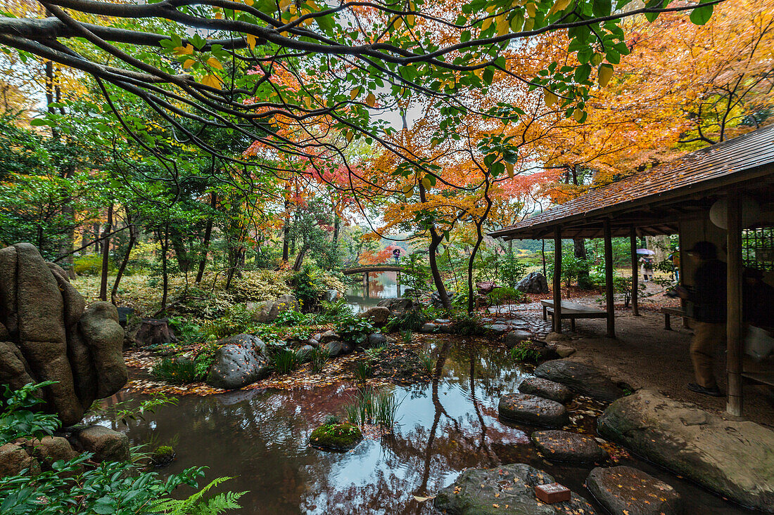 Rest House in Rikugien Garden in Autumn, Taito-ku, Tokyo, Japan
