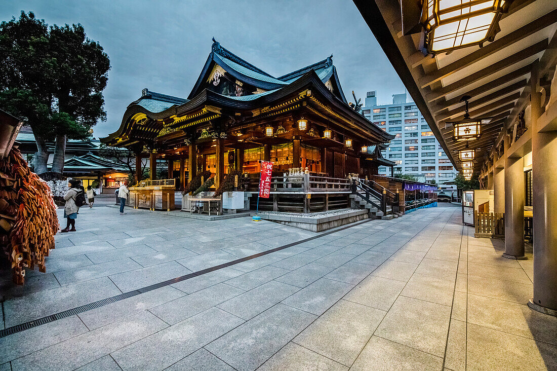 Abend am Yushima Tenmangu, Bunkyo-ku, Tokio, Japan