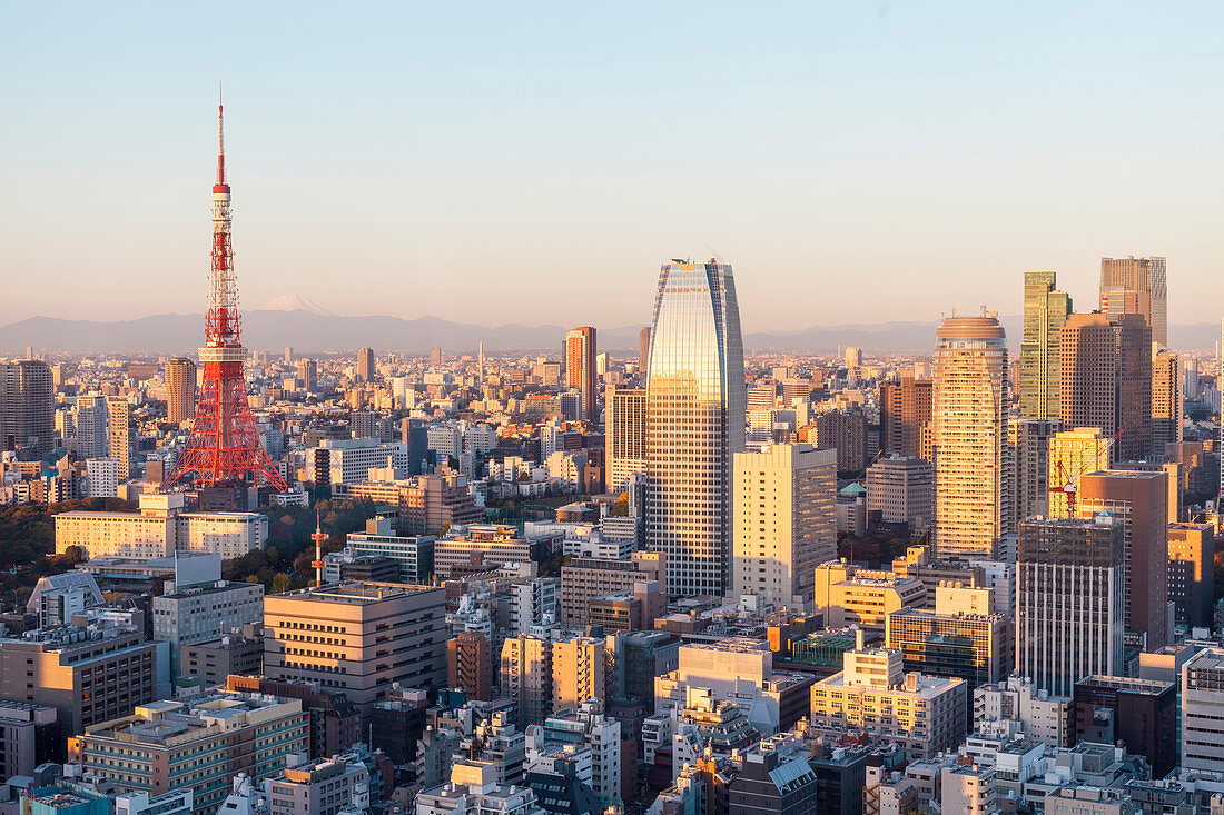 Tokyo Tower with Fuji-san at very early morning in autumn, Minato-ku, Tokyo, Japan