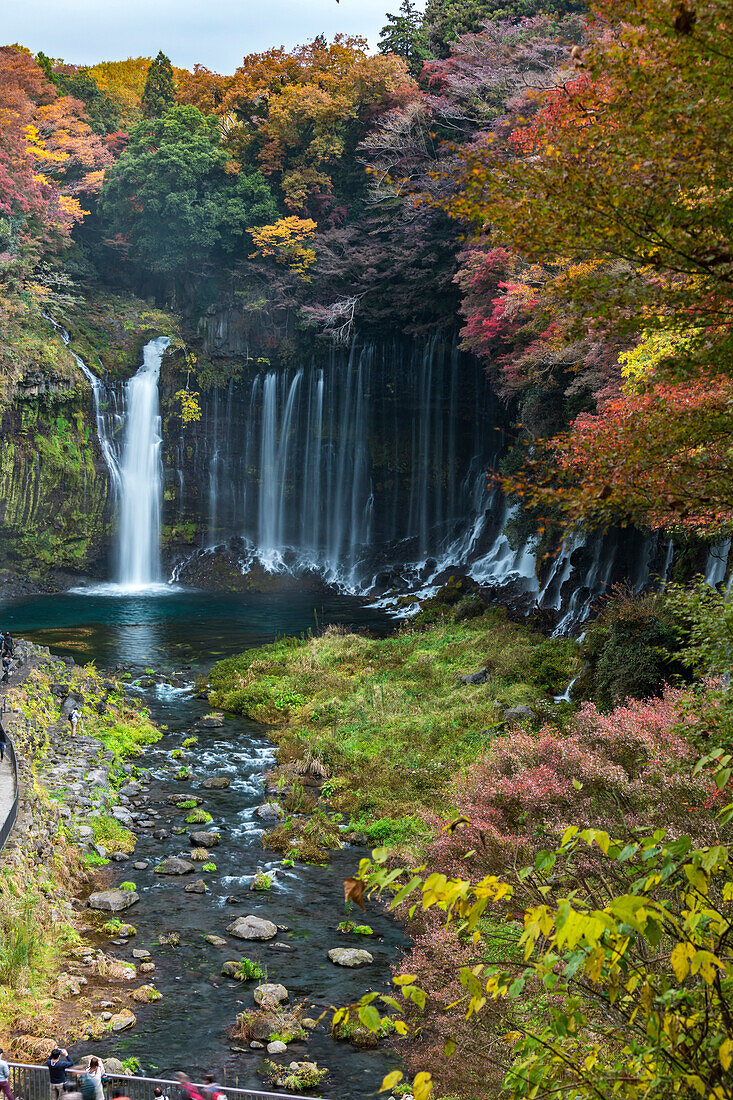 Shiraito waterfalls from above in autumn, Fujinomiya, Shizuoka Prefecture, Japan