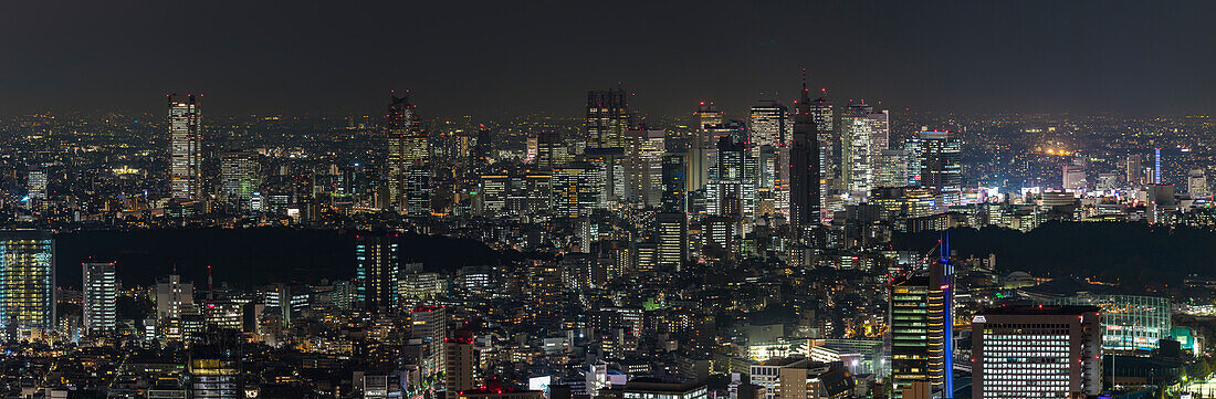 Shinjuku Skyline bei Nacht, Minato-ku, Tokio, Japan