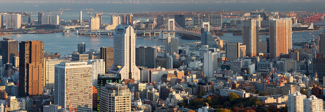 Tokyo Bay, Odaiba and Rainbow Bridge, Minato-ku, Tokyo, Japan