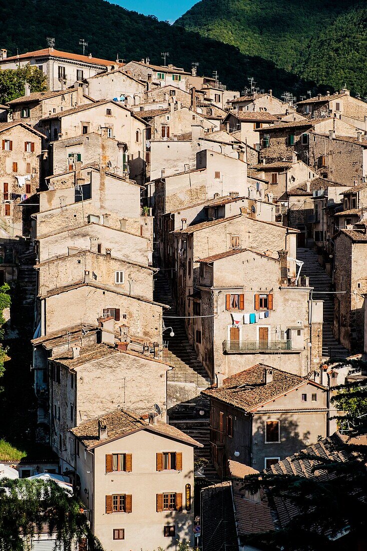 Scanno, Abruzzo, Italy, Europe. View of medieval Scanno village.