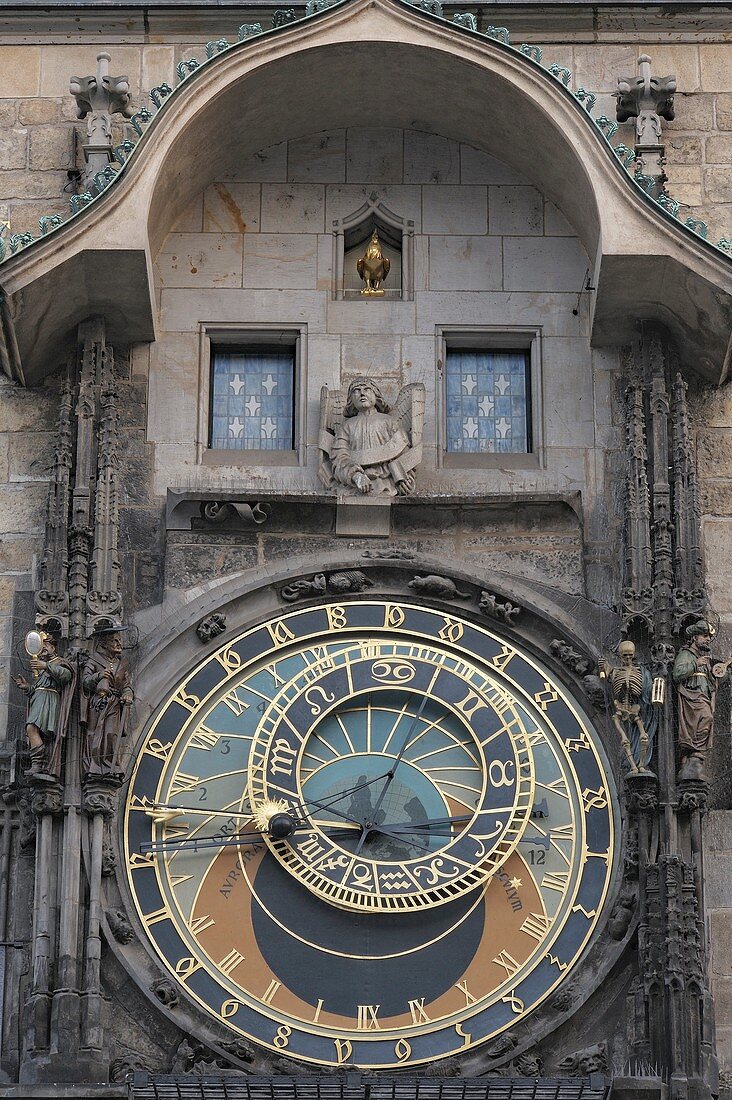 Prague Old Town Square, Astronomical Clock, Prague, Czech Republic, Bohemia, Central Bohemia Region, Europe.