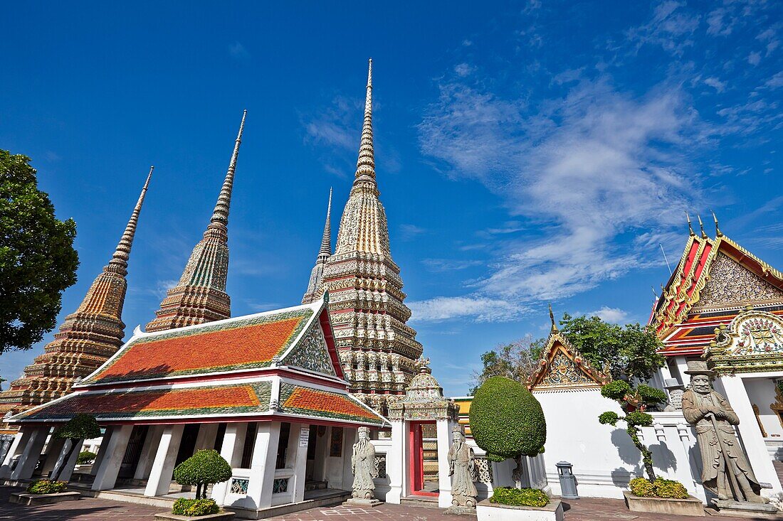 Phra Maha Chedi Si Rajakarn, The Great Pagodas of Four Kings. Wat Pho Temple, Bangkok, Thailand.