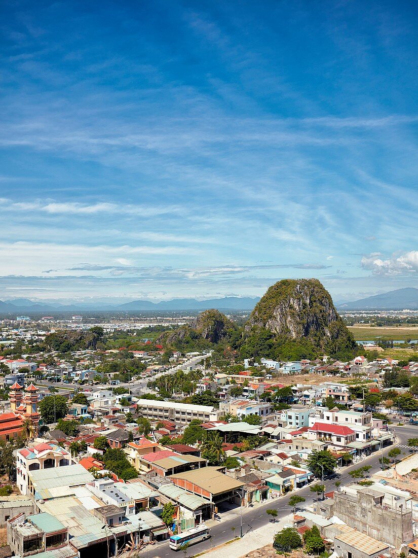 Elevated view of The Marble Mountains. Da Nang, Vietnam.