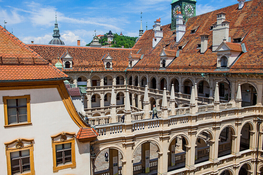 Courtyard of Landhaus, Landhausshof, Graz, Austria.