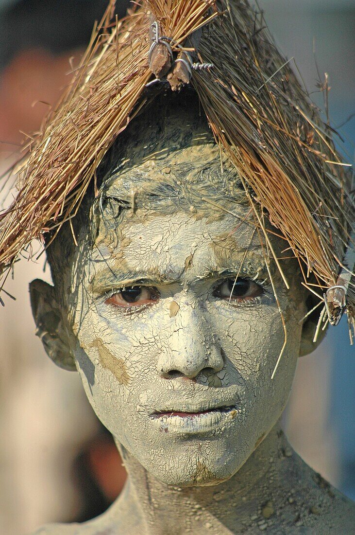 Panjim, India: young man at the local Carnival