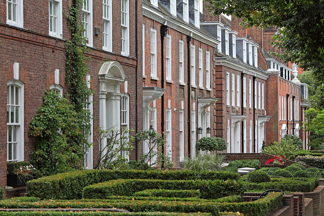 Row houses, Ilchester Place, Kensington, London, Great Britain