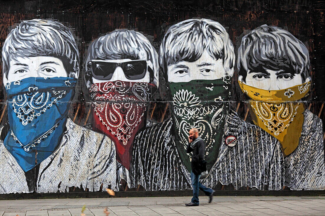 The Beatles, Graffiti von Mr Brainwash, Holborn, London, England