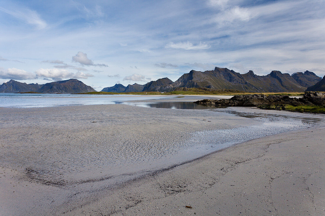 Sand, Beach, Coast, Mountains, Sea, Moskenesoya, Lofoten, Norway, Arctic