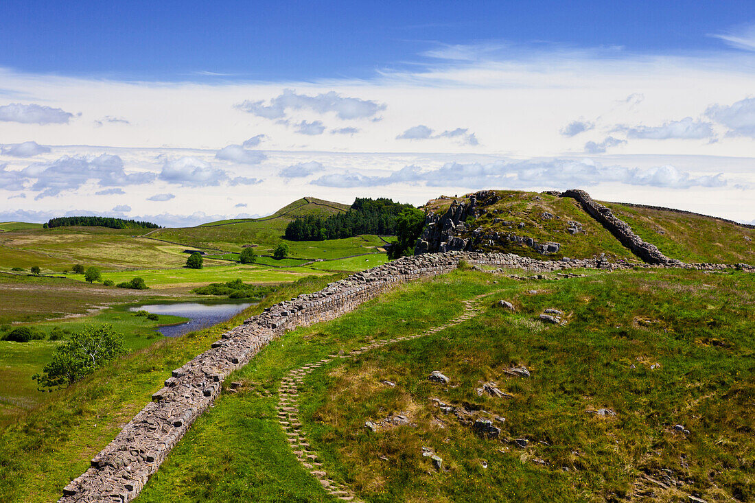 Grenze, Sommer, Hadrians Wall, England, Vereinigtes Königreich, Großbritannien