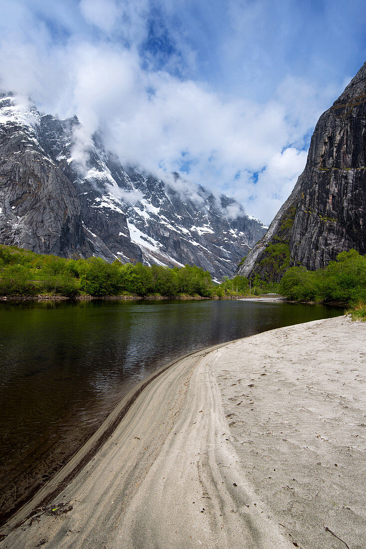 Spring, River, Mountains, Beach, Forest, Romsdal, Norway, Europe