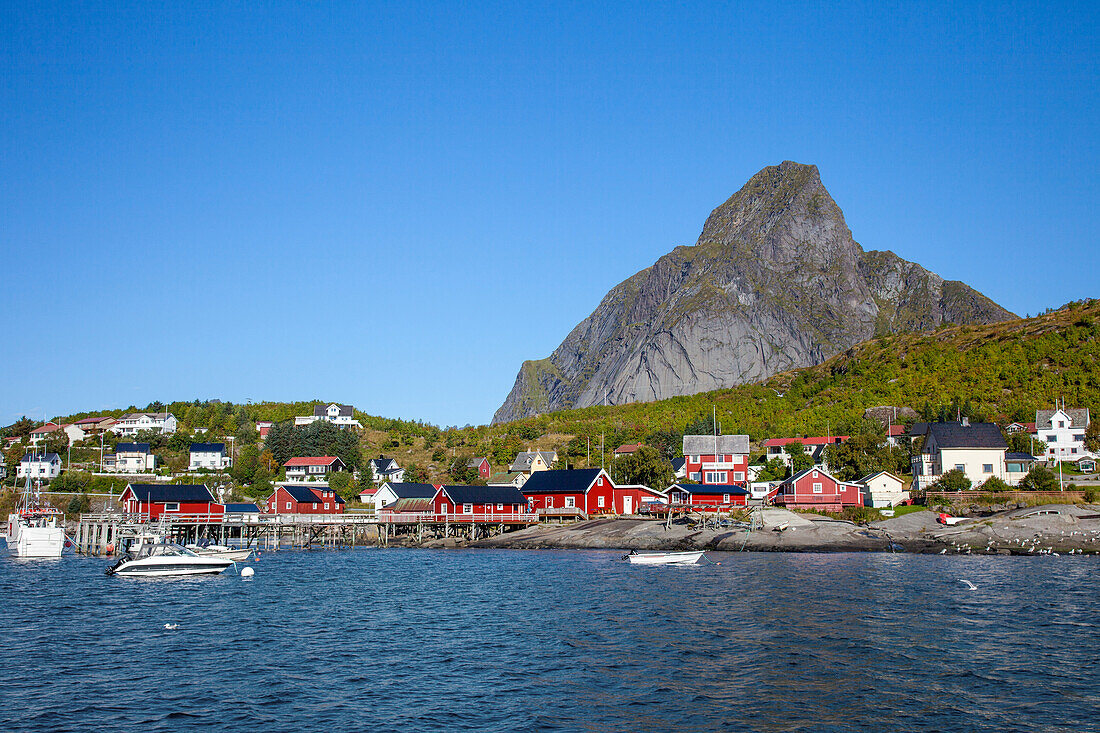 Port, Boat, Reine, Fjord, Moskenesoya, Lofoten, Norway, Europe