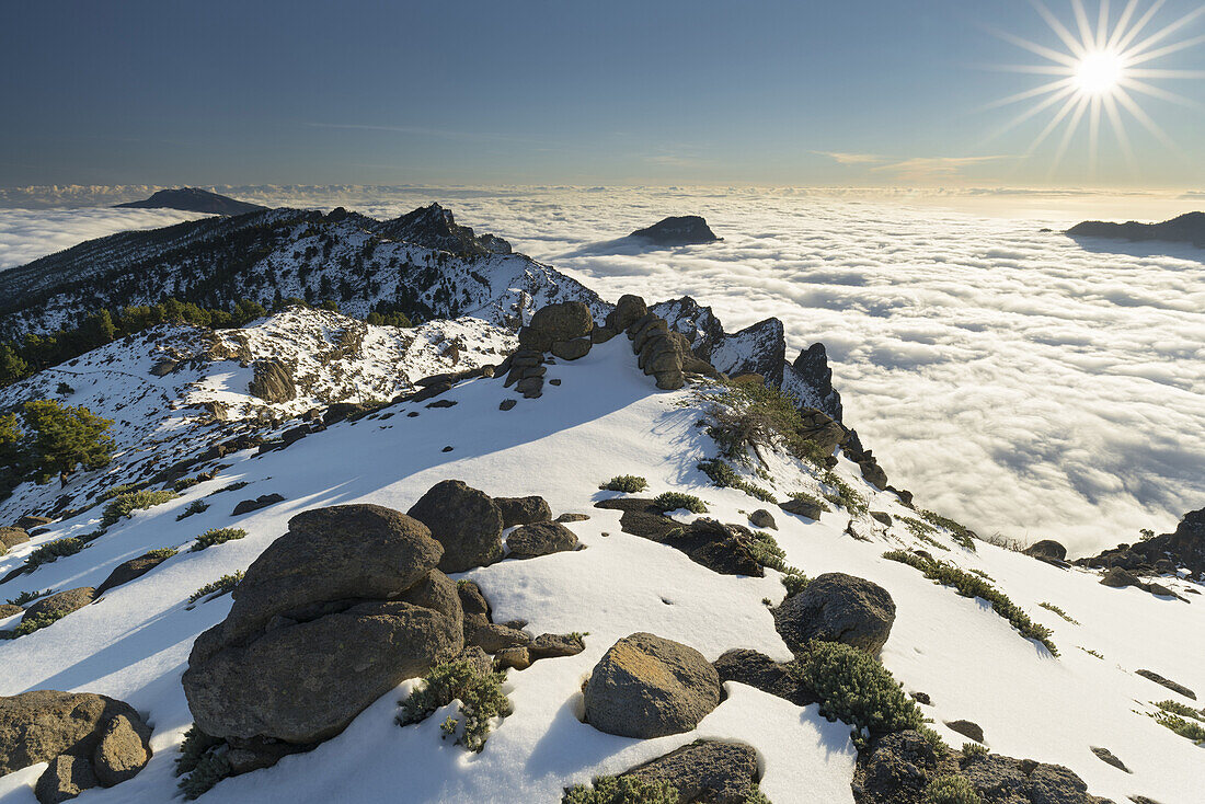 Blick vom Pico de la Nieve, Caldera de Taburiente, Insel La Palma, Kanarische Inseln, Spanien
