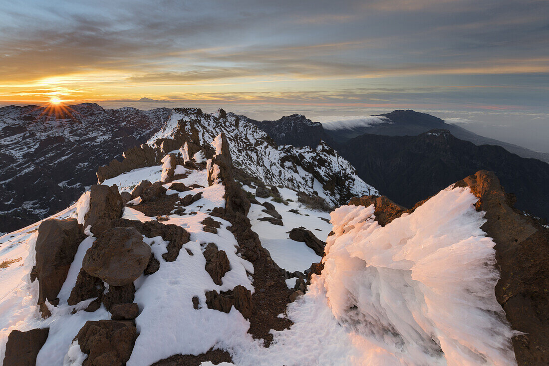 Eisformationen am Roque de los Muchachos, Insel La Palma, Kanarische Inseln, Spanien