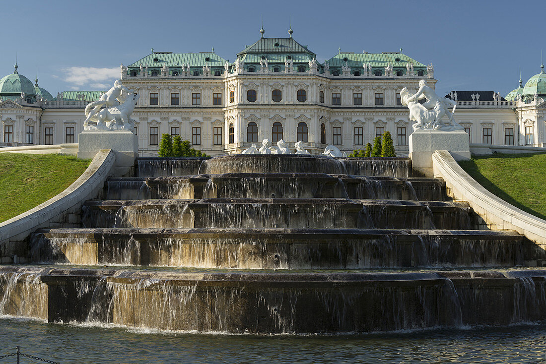 Fountain in front of Belvedere Palace, 3rd district Landstrasse, Vienna, Austria