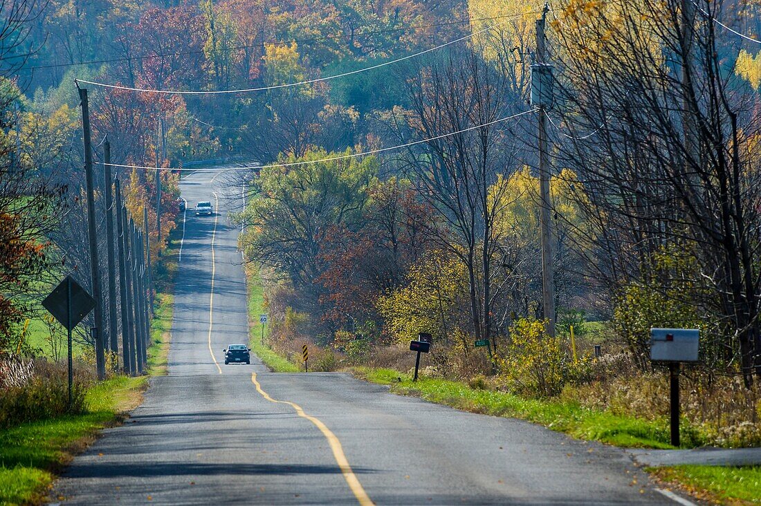 Country road in rural Ontario in autumn.