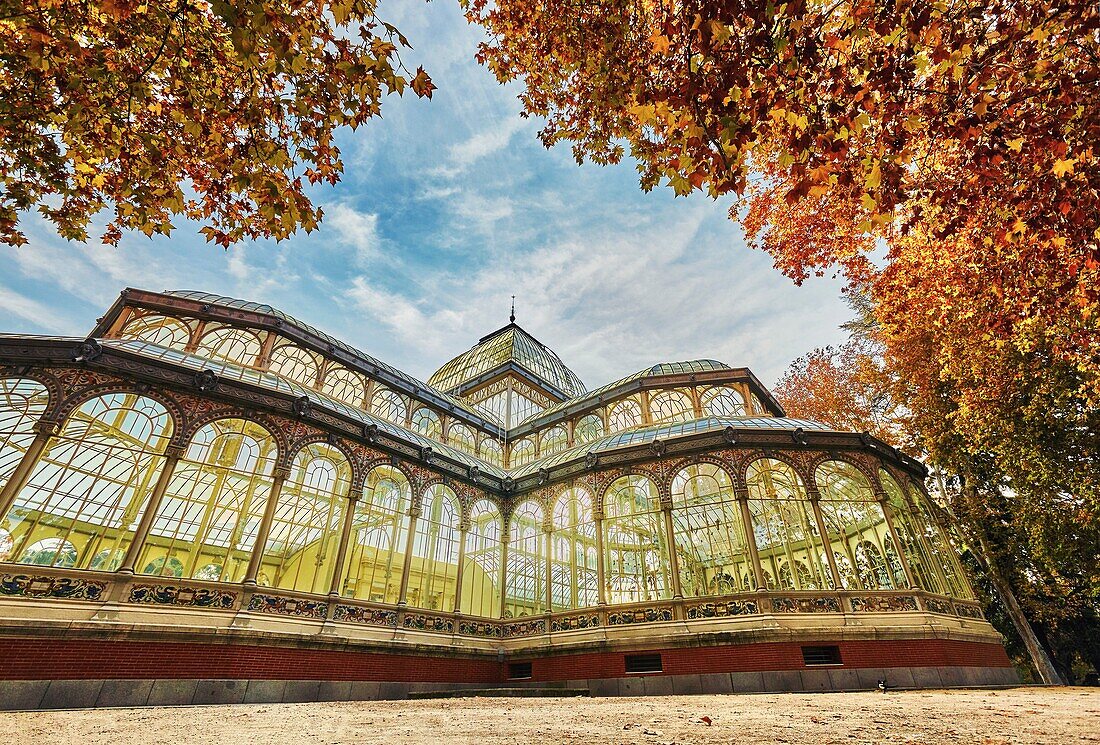 The Palacio de Cristal (Crystal Palace), located in the heart of The Buen Retiro Park. Madrid. Spain.