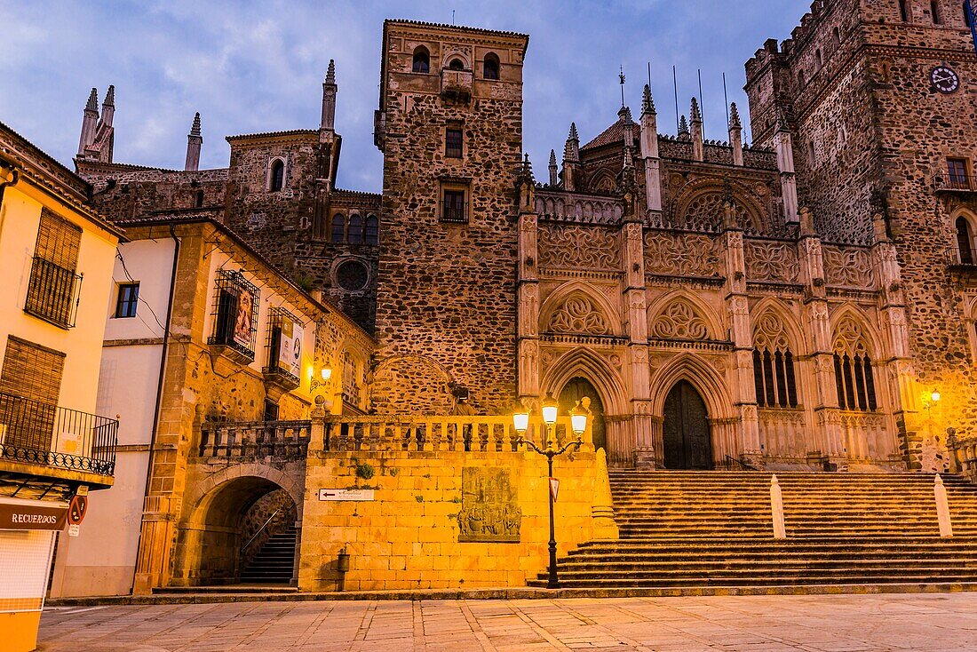 The Royal Monastery of Santa Maria de Guadalupe, Real Monasterio de Nuestra Señora de Guadalupe, is a Roman Catholic monastic establishment in Guadalupe, Cáceres, Extremadura, Spain, Europe.