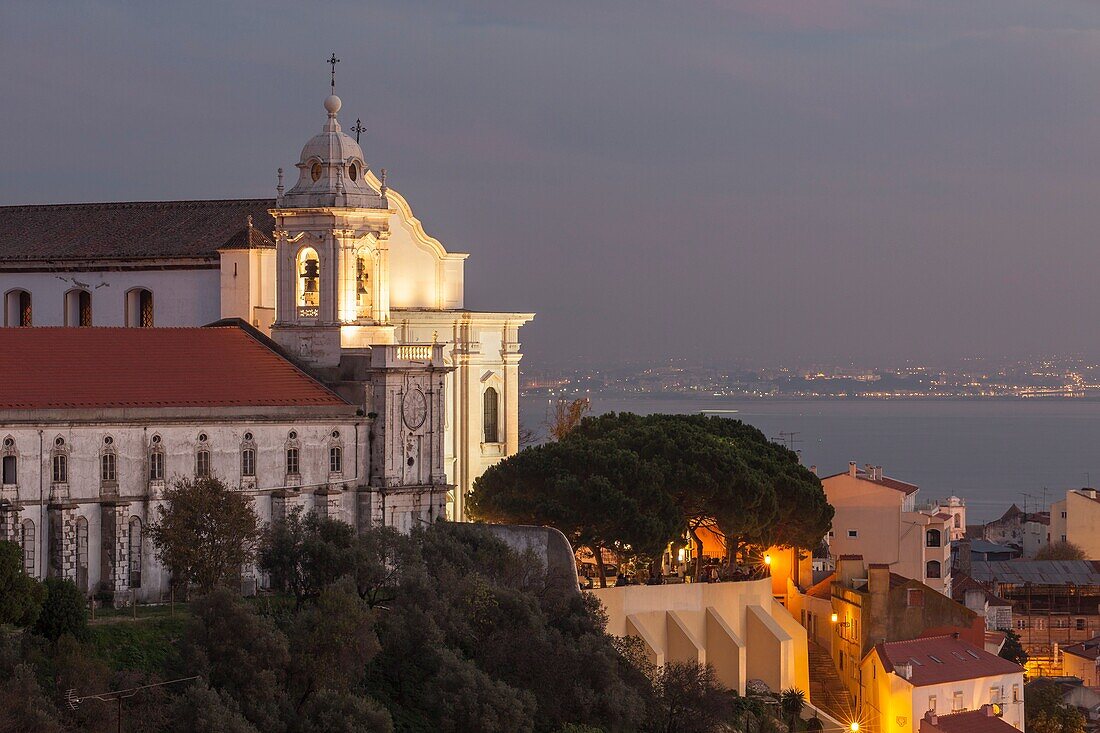 Evening at Igreja da Graça in Lisbon, Portugal.