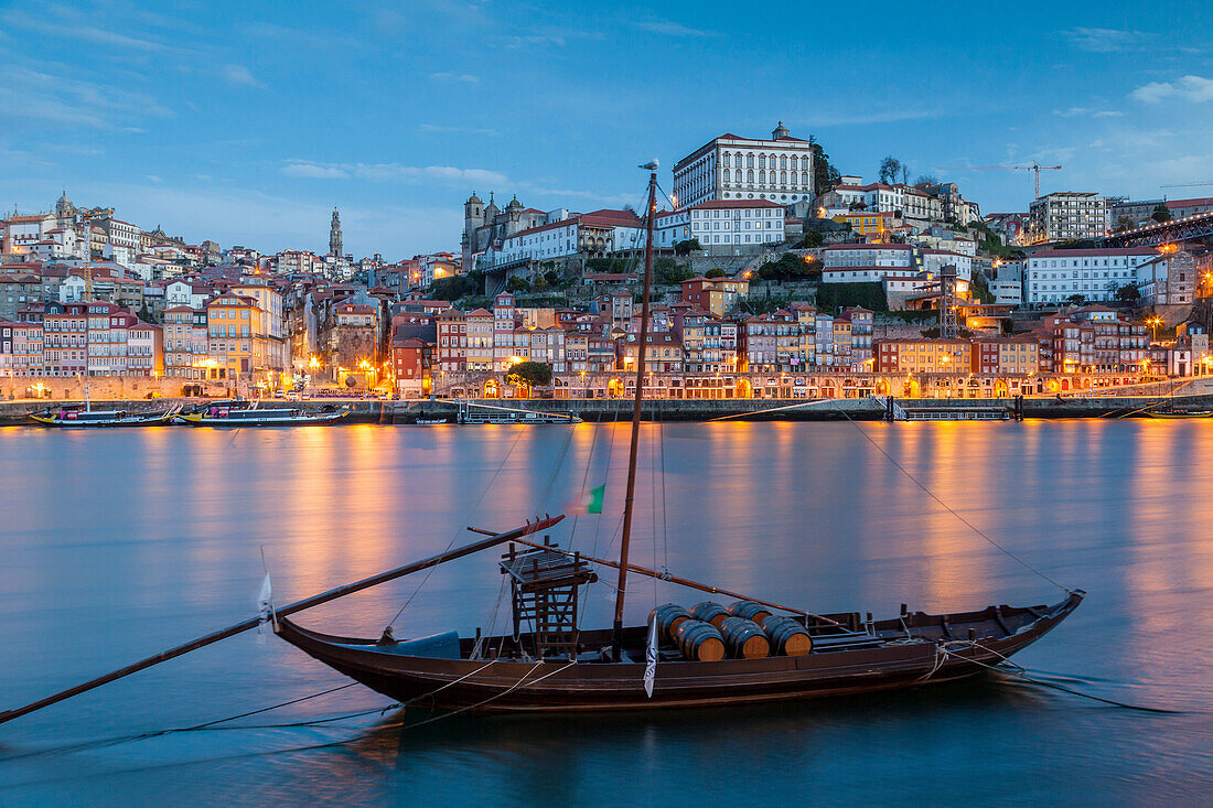 Dawn in Porto, Portugal. Looking from Vila Nova de Gaia across river Douro.