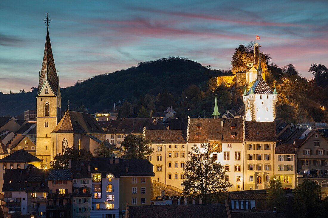Evening in Baden, canton Aargau, Switzerland.