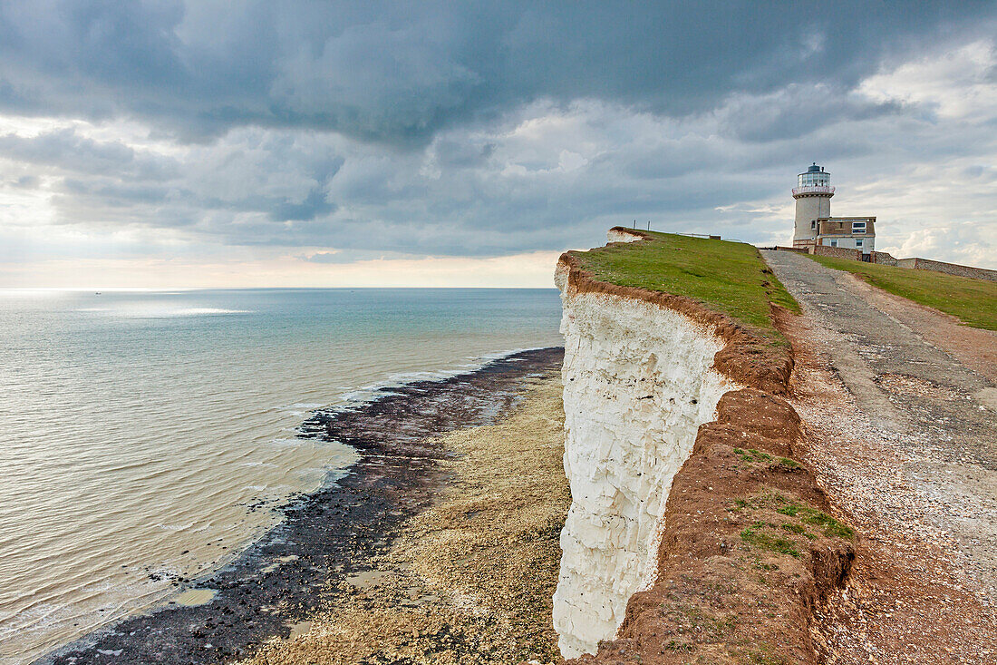 Afternoon at Belle Tout lighthouse at Beachy Head near Eastbourne, East Sussex, England. South Downs National Park.