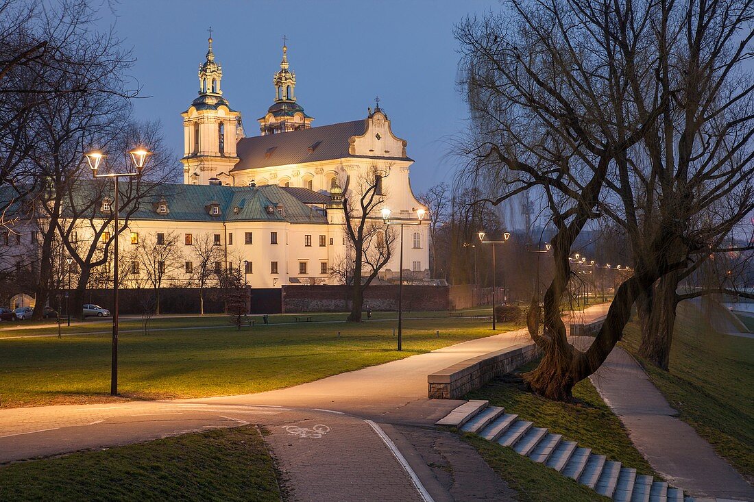 Dawn at the Church on the Rock in Kazimierz, Krakow, Malopolska, Poland.