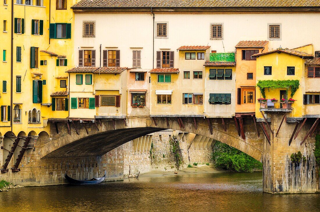 Shop windows and shutters, Ponte Vecchio, Florence, Tuscany, Italy.