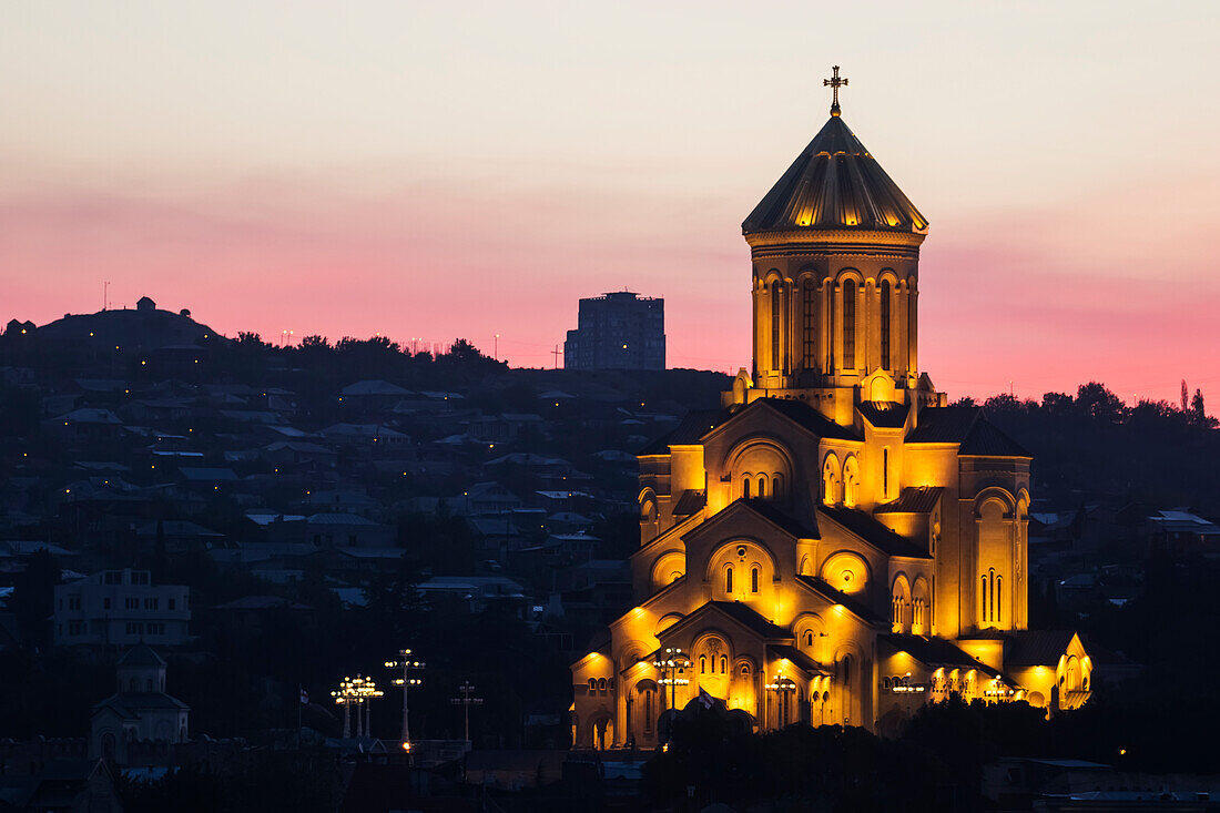 'Holy Trinity Cathedral of Tbilisi (Sameba) at dawn; Tbilisi, Georgia'