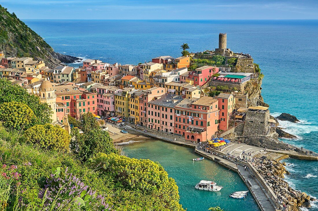 Vernazza, Riviera de Levanto, Cinque Terre, Ligurien, Italien.