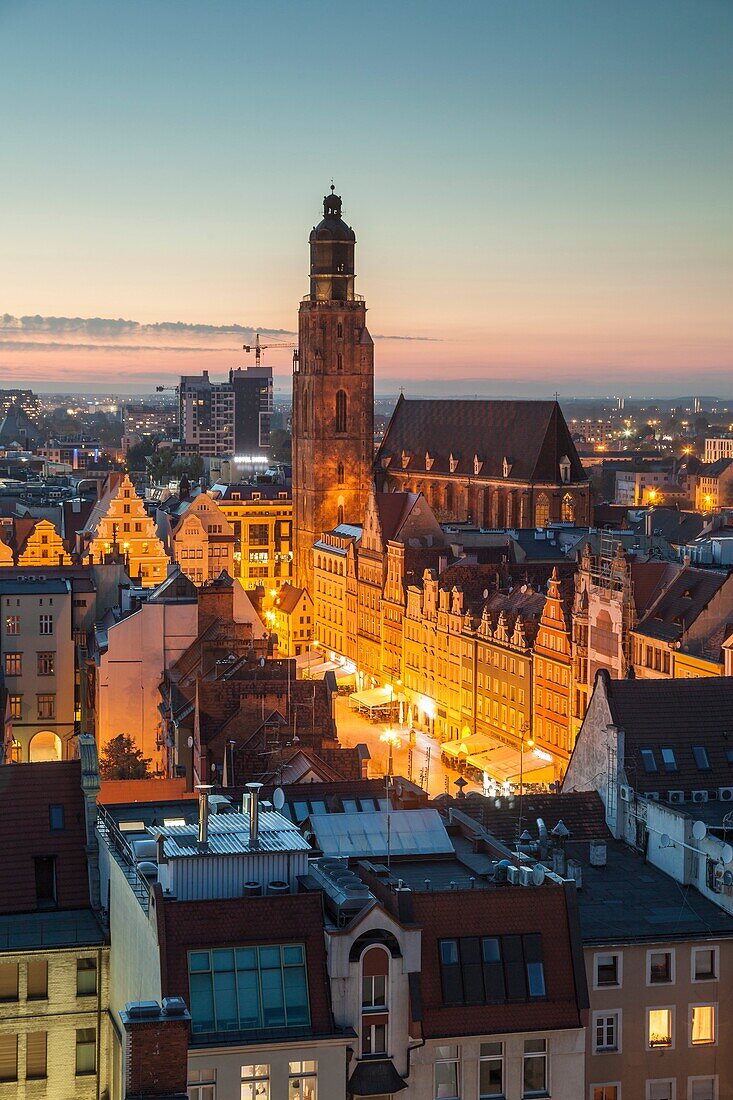 Dusk in Wroclaw old town, Poland.