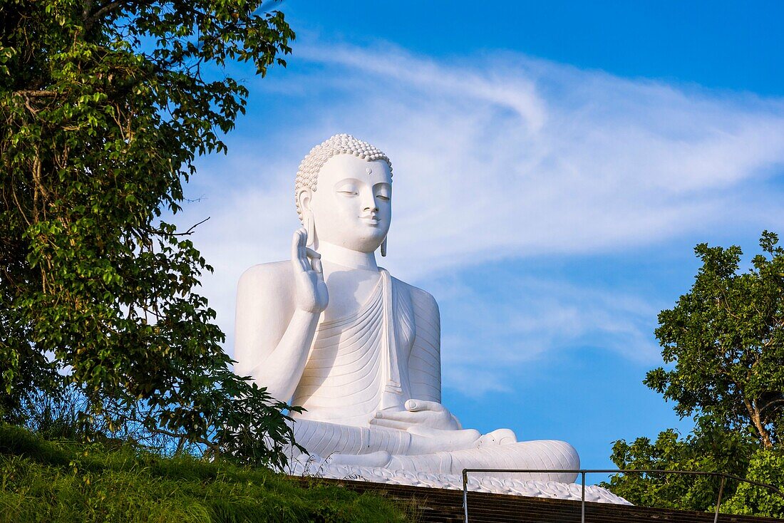 Giant Seated Buddha at Mihintale Monastery, Anuradhapura District, North Central Province, Sri Lanka, Asia.