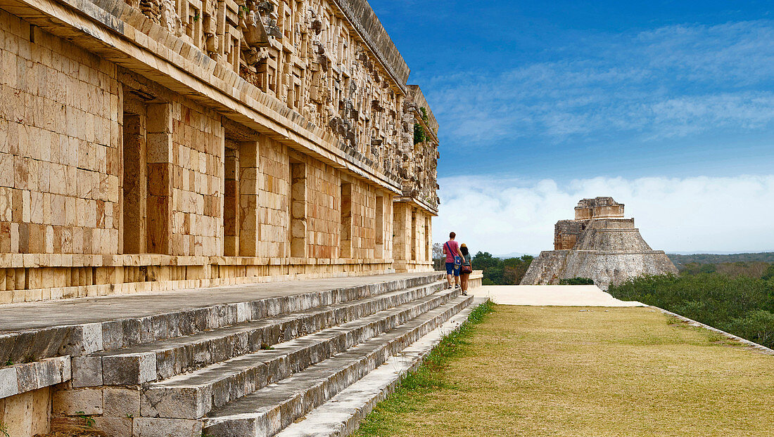Ancient Maya Ruins, Nunnery Quadrangle, Uxmal Archaeological Site, Yucatan, Mexico.