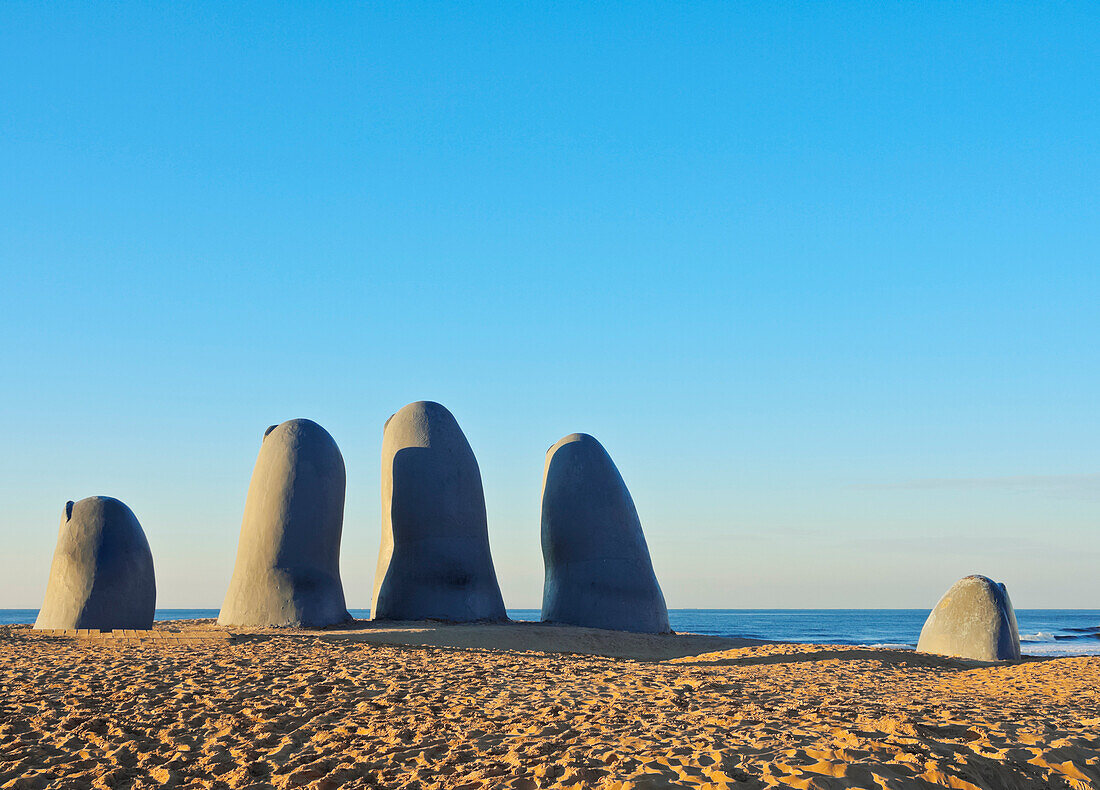 La Mano (The Hand), a sculpture by Chilean artist Mario Irarrazabal, Playa Brava, Punta del Este, Maldonado Department, Uruguay, South America