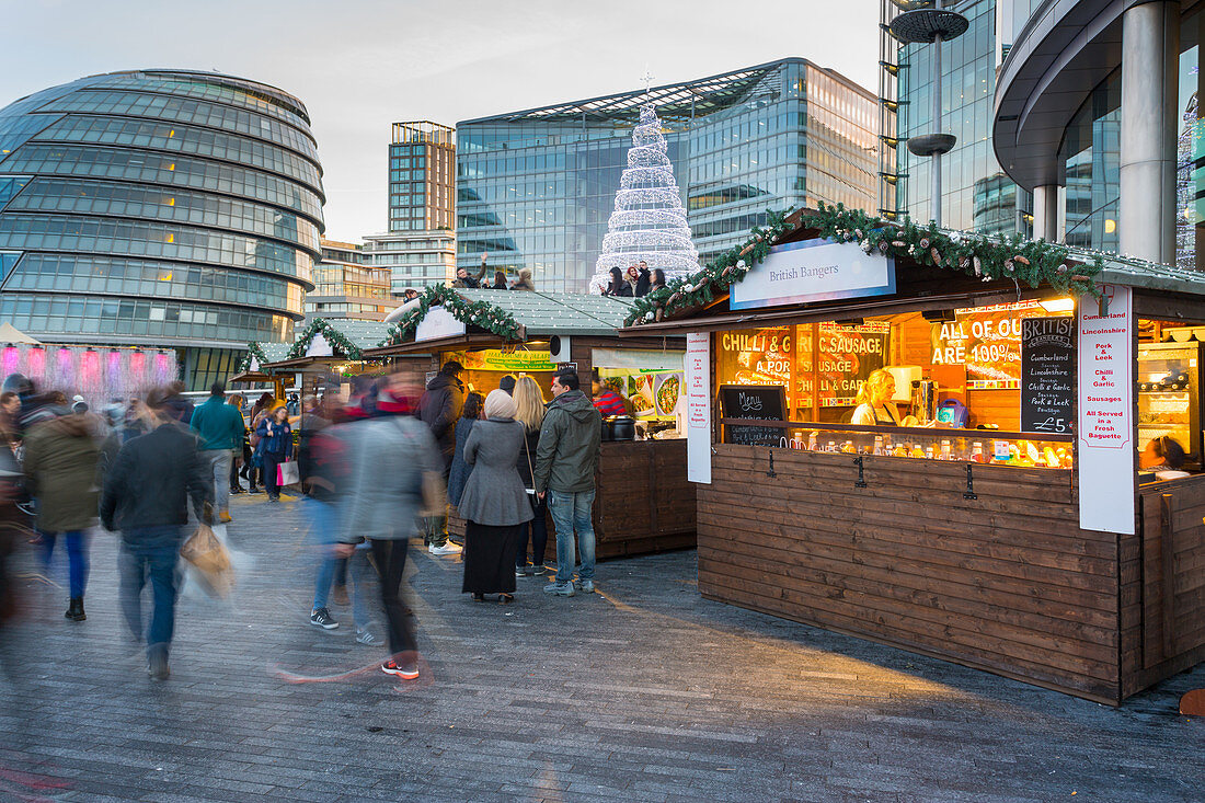 Christmas Market, The Scoop and City Hall, South Bank, London, England, United Kingdom, Europe