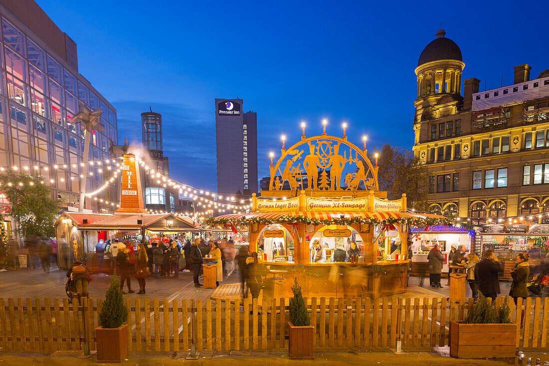 Christmas Market on Exchange Square, Manchester, England, United Kingdom, Europe