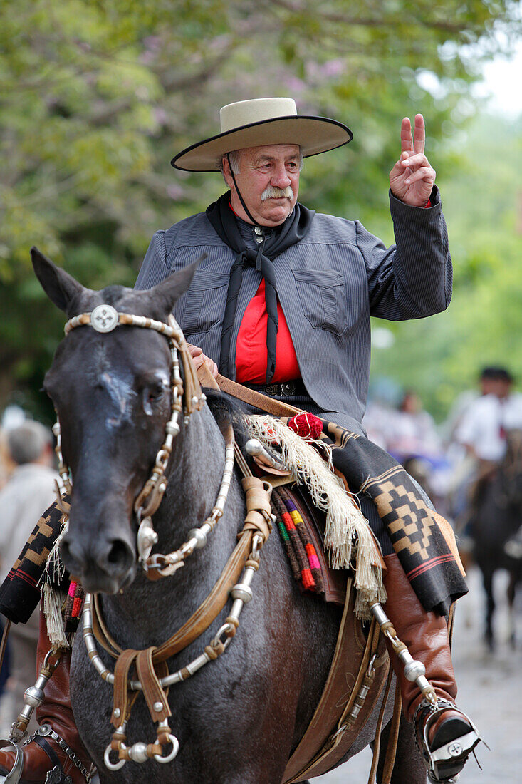Gaucho parade on the Day of Tradition, San Antonio de Areco, La Pampa, Argentina, South America